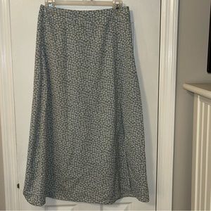 SHEIN High Waisted Blue Floral Print Midi Skirt